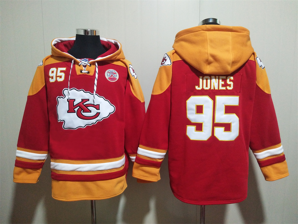 Kansas City Chiefs #95 Chris Jones Hoodies Sweatshirts with Customized Design Embroidered Jerseys